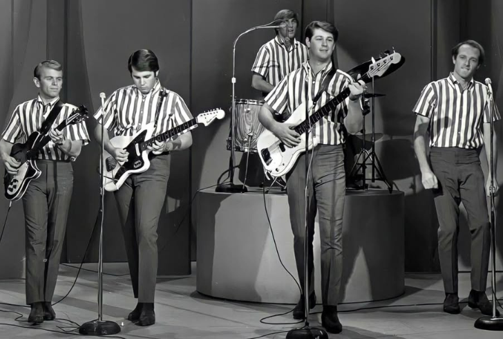 Beach Boys performing surf rock music